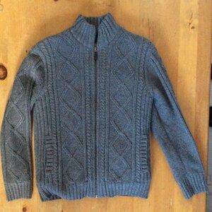 Wind River Men’s Fleece‑Lined Full‑Zip Sweater Jacket – Grey – Size Medium